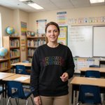 Personalized Multicolor Embroidered Sweatshirt with Text Back to School Teacher Appreciation Gift for Teachers