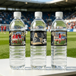 Personalized Soccer Leopard Print Photo Glitter Multicolor Water Bottle Label Sticker with Name and Year Party Decor World Cup Gift for Soccer Fans