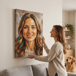 Personalized Modern Oil Painting Style Photo Framed Canvas Prints with Name Home Decor Ship from USA Housewarming Anniversary Gift for Family Friends