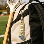 Personalized Colorful Glitter Lacrosse Stick Lacrosse Keychain with Name Sports Gift for Lacrosse Fan