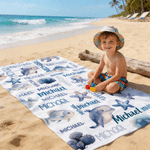 Personalized Ocean Creatures Shark Oversized Quick Dry Beach Towel with Name Summer Vacation Beach Accessories Party Birthday Gift for Kids