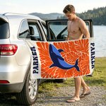 Serviette de plage magnétique surdimensionnée à séchage rapide avec nom Art abstrait personnalisé Animaux de mer Vacances d'été Fête de la plage Cadeau d'anniversaire pour la famille Amis
