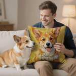 Personalized Oil Painting Style Pet Photo Soft Throw Pillow Cover with Name Birthday Gift for Pet Owners Lovers