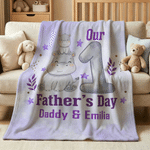 Personalised Our 1st Father's Day Cute Animals Soft Throw Blanket with Name Home Decor Father's Day Gift for Newborn New Dad