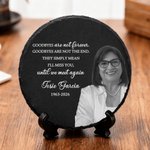 Personalized Heart Circle Shaped Photo Garden Stone with Name and Text Memorial Sympathy Gift for Loss of Loved One