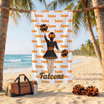 Personalized Cartoon Cheerleader Girl Soft Oversized Beach Towel with Name and Team Name Cheer Competition Birthday Gift for Girls Cheerleaders