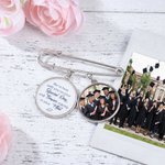 Personalised 1-3 Circle Photos Brooch Pin with Text Wedding Graduation Birthday Gift for Family Friends