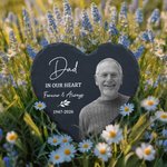 Personalized Heart Circle Shaped Photo Garden Stone with Name and Text Memorial Sympathy Gift for Loss of Loved One