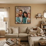 Personalized Modern Oil Painting Style Photo Framed Canvas Prints with Name Home Decor Ship from USA Housewarming Anniversary Gift for Family Friends