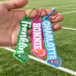 Personalized Colorful Glitter Lacrosse Stick Lacrosse Keychain with Name Sports Gift for Lacrosse Fan