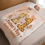 Personalised Our 1st Father's Day Cute Animals Soft Throw Blanket with Name Home Decor Father's Day Gift for Newborn New Dad
