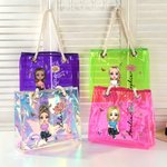 Tote Bag Grande Personalizzata con Personaggio dei Cartoni Animati Nascita Fiore Neon Laser Chiaro con Nome Regalo per Nozze e Festa Accessori Viaggio