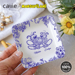Personalized Long-Tailed Couple Marsupilami Blue Flower Ceramic Trinket Jewelry Dish with Name Birthday Gift for Her | Callie × Marsupilami®