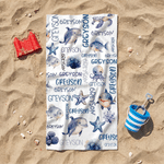 Personalized Ocean Creatures Shark Oversized Quick Dry Beach Towel with Name Summer Vacation Beach Accessories Party Birthday Gift for Kids