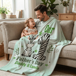 Personalised Our 1st Father's Day Cute Animals Soft Throw Blanket with Name Home Decor Father's Day Gift for Newborn New Dad