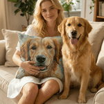 Personalized Oil Painting Style Pet Photo Soft Throw Pillow Cover with Name Birthday Gift for Pet Owners Lovers