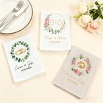 Serviette de table personnalisée avec nom date et motif -  Décoration de table - Cadeau d'anniversaire de mariage pour jeunes mariés