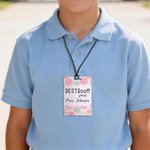 Personalized Colorful School Doodle Acrylic Hall Pass Lanyard with Text Classroom Supplies Back to School Gift for Teachers