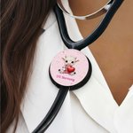 Personalized Cute Highland Cow Stethoscope ID Tag with Text Nurse Week Appreciation Gift for Medical Staff