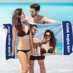 Gepersonaliseerd sneldrogend extra groot strandlaken met foto en tekst zomer- en vakantie essentials strand- en feestcadeau voor familie en kinderen