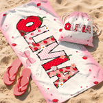Serviette de plage surdimensionnée avec nom et cordon de serrage pour utilisation quotidienne Fête de la plage Cadeau d'anniversaire pour fille Femme