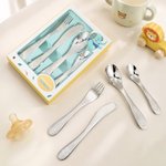 Personalized Engraved Jungle Animal Stainless Steel Cutlery Set with Name Daily Use Christmas Birthday Gift for Kids