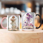 Personalized Anthropomorphic Birth Flower 11 oz 15 oz Ceramic Coffee Mug with Name and Coaster Daily Use Birthday Gift for Girls Friends