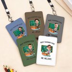 Porta tarjeta de identificación con foto personalizada para profesor masculino con hebilla colgante y texto Regalo de uso diario para profesores masculinos en el Día del Profesor