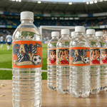 Personalized Soccer Leopard Print Photo Glitter Multicolor Water Bottle Label Sticker with Name and Year Party Decor World Cup Gift for Soccer Fans
