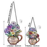 Capteur de soleil en vitrail personnalisé avec fleurs de naissance et 1 à 10 noms - Cadeau de fête des Mères pour grand-mère ou maman
