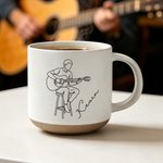 Personalized Line Style Guitarist Character 12 oz Ceramic Coffee Mug with Engraved Name Daily Use Birthday Gift for Guitar Player Music Lovers