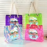 Gepersonaliseerd Zwembad Vakantie Cartoon Meisje Holografisch Transparant Tasje met Naam Zomerfeest Vakantiegeschenk voor Vrouwen Meisjes