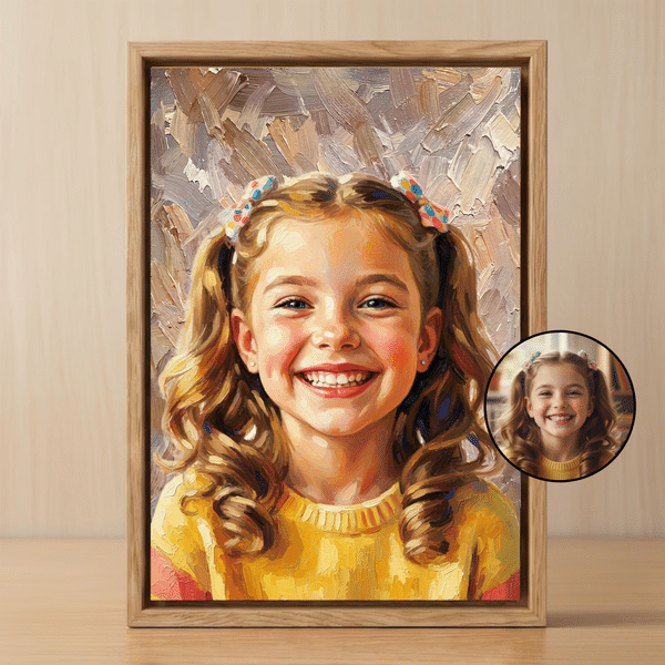 Personalized Modern Oil Painting Style Photo Framed Canvas Prints with Name Home Decor Ship from USA Housewarming Anniversary Gift for Family Friends