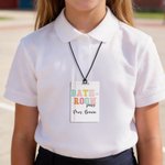 Personalized Colorful School Doodle Acrylic Hall Pass Lanyard with Text Classroom Supplies Back to School Gift for Teachers