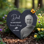 Personalized Heart Circle Shaped Photo Garden Stone with Name and Text Memorial Sympathy Gift for Loss of Loved One