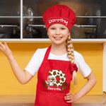 Personalized Cute Highland Cow Initial Kids Apron and Hat Set with Name Baking Party Birthday Gift for Boys Girls