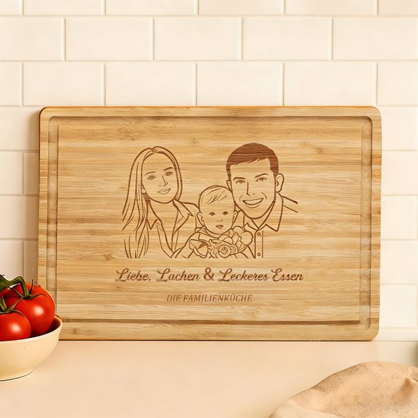Personalisiertes Schneidebrett mit Foto- und Text-Gravur | FSC®-zertifizierte Nachhaltigkeit | Küchendeko | Einweihung Geschenk für Familie Freunde