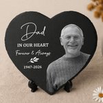 Personalized Heart Circle Shaped Photo Garden Stone with Name and Text Memorial Sympathy Gift for Loss of Loved One