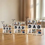 Gepersonaliseerde vierkante acryl fotoplaat met 6-foto collage voor vader – perfect cadeau voor Vaderdag en verjaardag