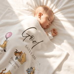 Personalized God Says I am Inspirational Scripture Classic Winnie the Pooh Soft Cotton Baby Blanket with Name Christening Baptism Gift for Infant