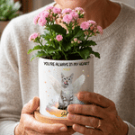 Personalised You're Always In My Heart Angel Pet Photo Ceramic Plant Pot with Name and Bamboo Tray Birthday Memorial Gift for Pet Lovers