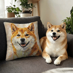 Personalized Oil Painting Style Pet Photo Soft Throw Pillow Cover with Name Birthday Gift for Pet Owners Lovers