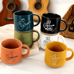 Personalized Line Style Guitarist Character 12 oz Ceramic Coffee Mug with Name Daily Use Birthday Gift for Guitar Player Woman Man