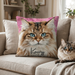 Personalized Oil Painting Style Pet Photo Soft Throw Pillow Cover with Name Birthday Gift for Pet Owners Lovers
