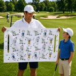 Personalized Multicolour Stickman Pattern Golf Cart Seat Cover with Name Daily Use Father's Day Gift for Golf Lover Father