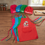 Personalized Cute Highland Cow Initial Kids Apron and Hat Set with Name Baking Party Birthday Gift for Boys Girls