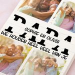 Gepersonaliseerde bouwsteenpuzzel met 4 foto's naam en tekst Vaderdag verjaardagscadeau voor papa of opa