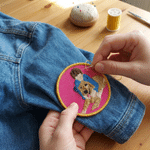 Personalised Embroidered Dog Cat Pet Family Photo Iron-On Patch Label Daily Use Father's Mother's Day Birthday Gift for Pet Owner Father Family