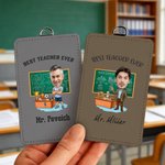Porta tarjeta de identificación con foto personalizada para profesor masculino con hebilla colgante y texto Regalo de uso diario para profesores masculinos en el Día del Profesor
