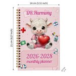 Personalized Cute Highland Cow 2026-2028 Planner Spiral Notebook with Weekly Monthly Planning Pages Nurse Week Appreciation Gift for Medical Staff